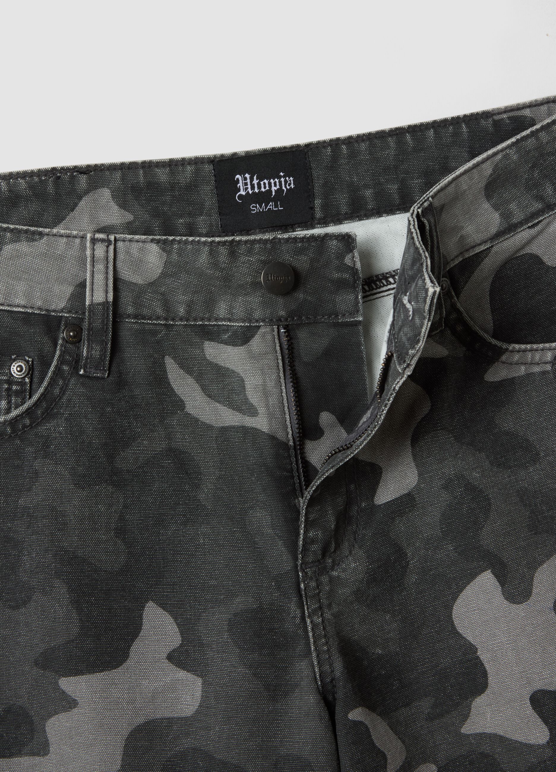 Wide Leg Denim Dark Camo