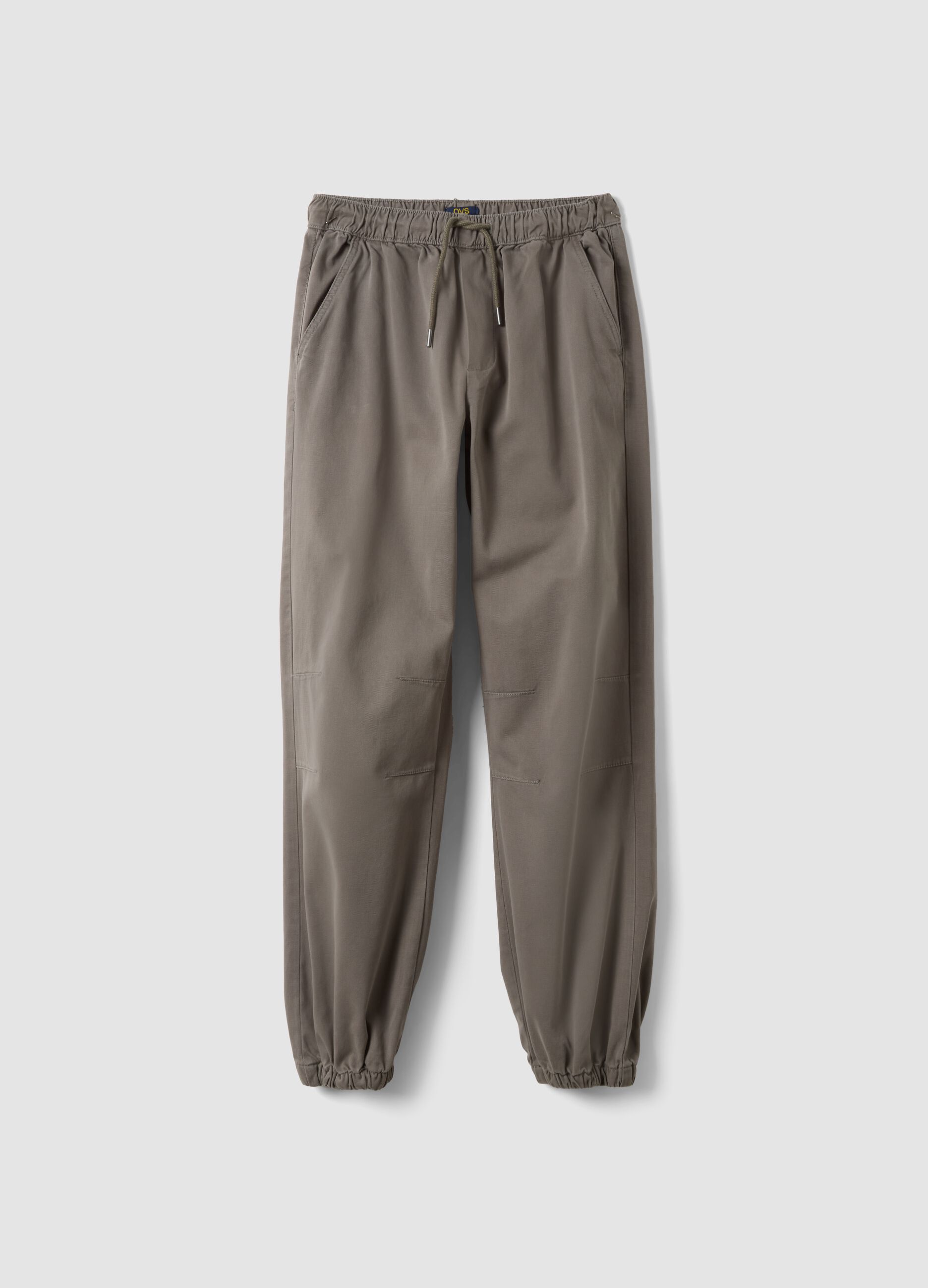Grey stretch cotton joggers with elasticated cuffs, comfort fit