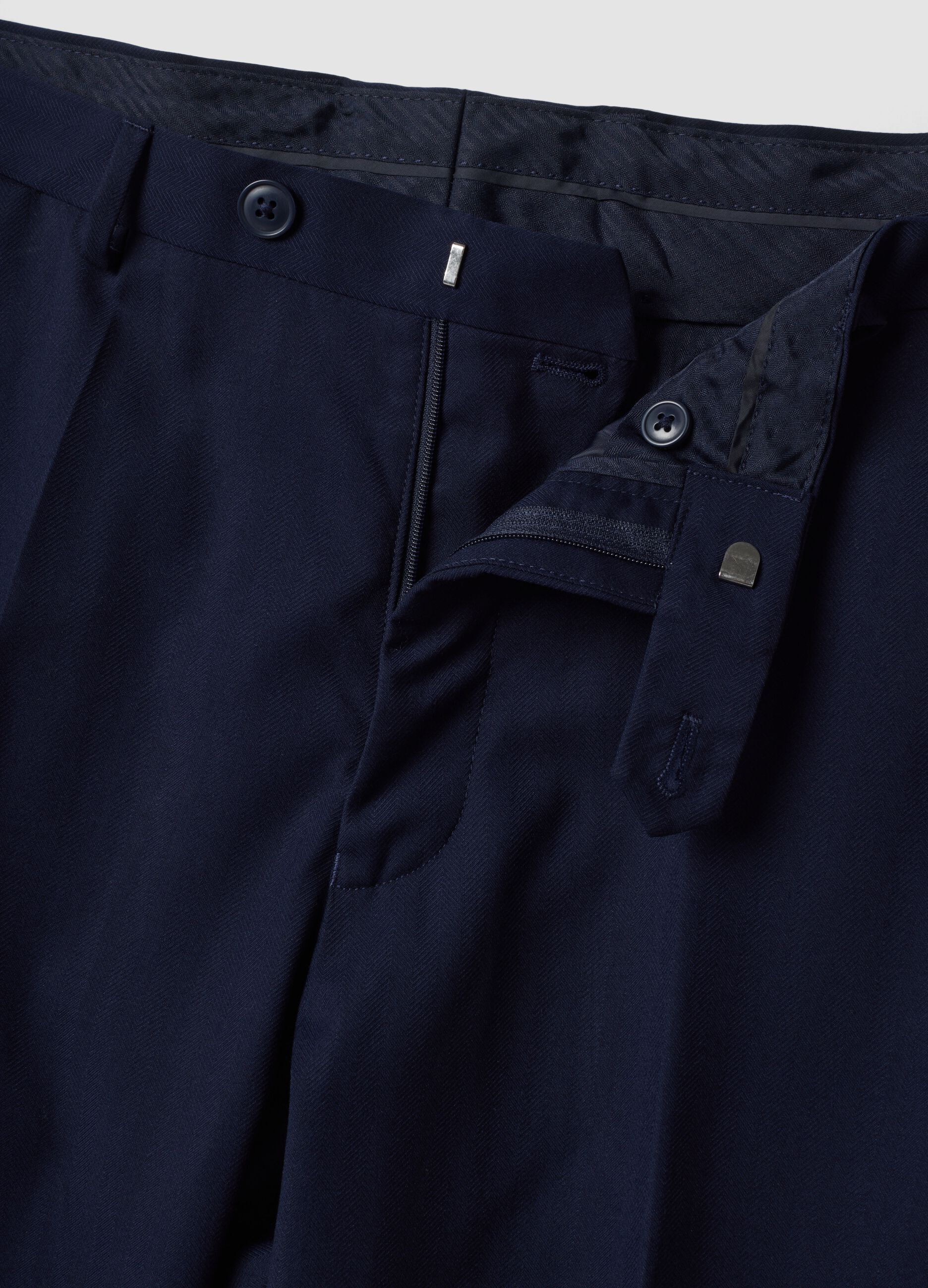 Blue slim-fit stretch viscose trousers