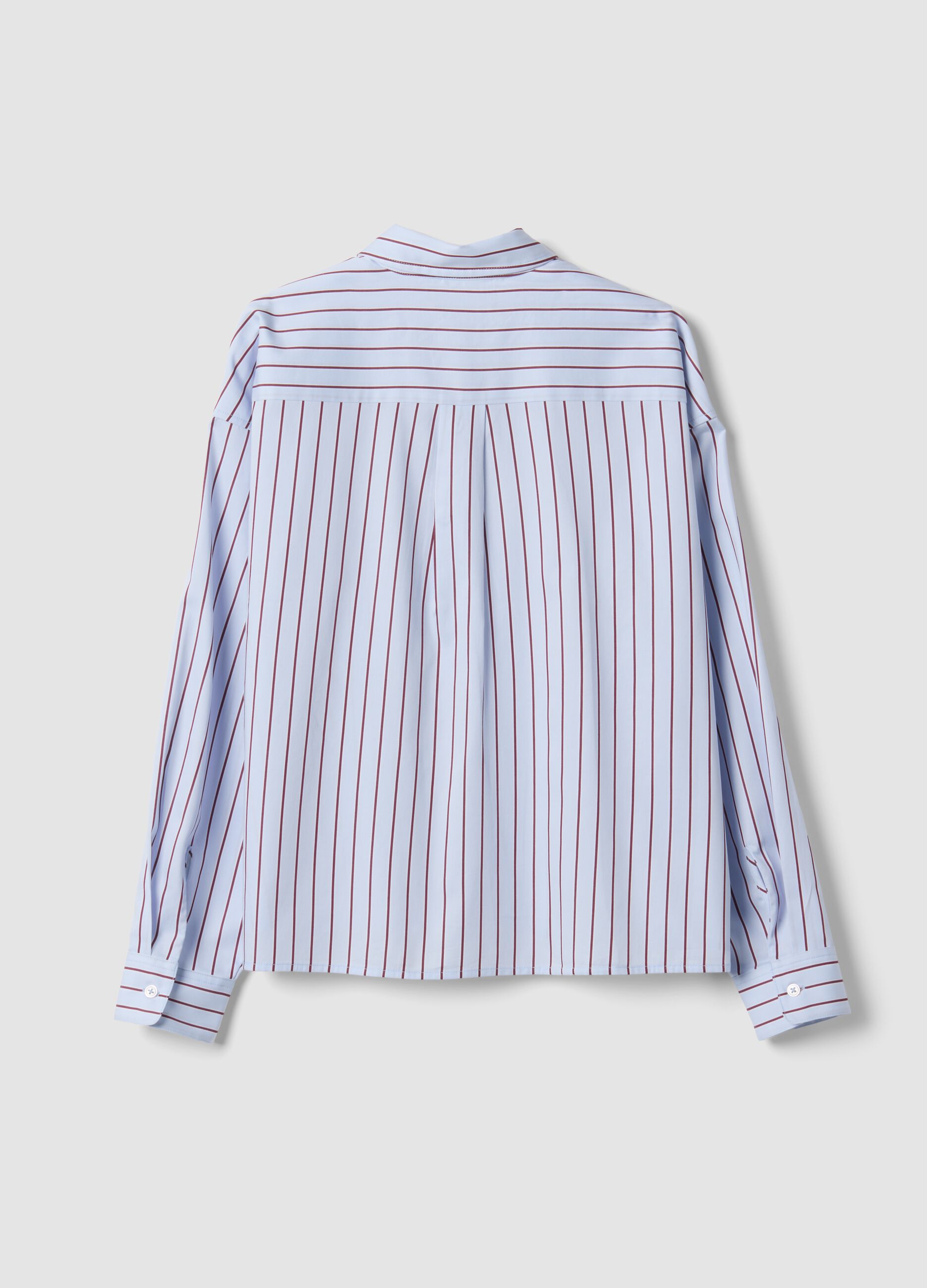Camicia azzurra a righe in puro cotone regular fit