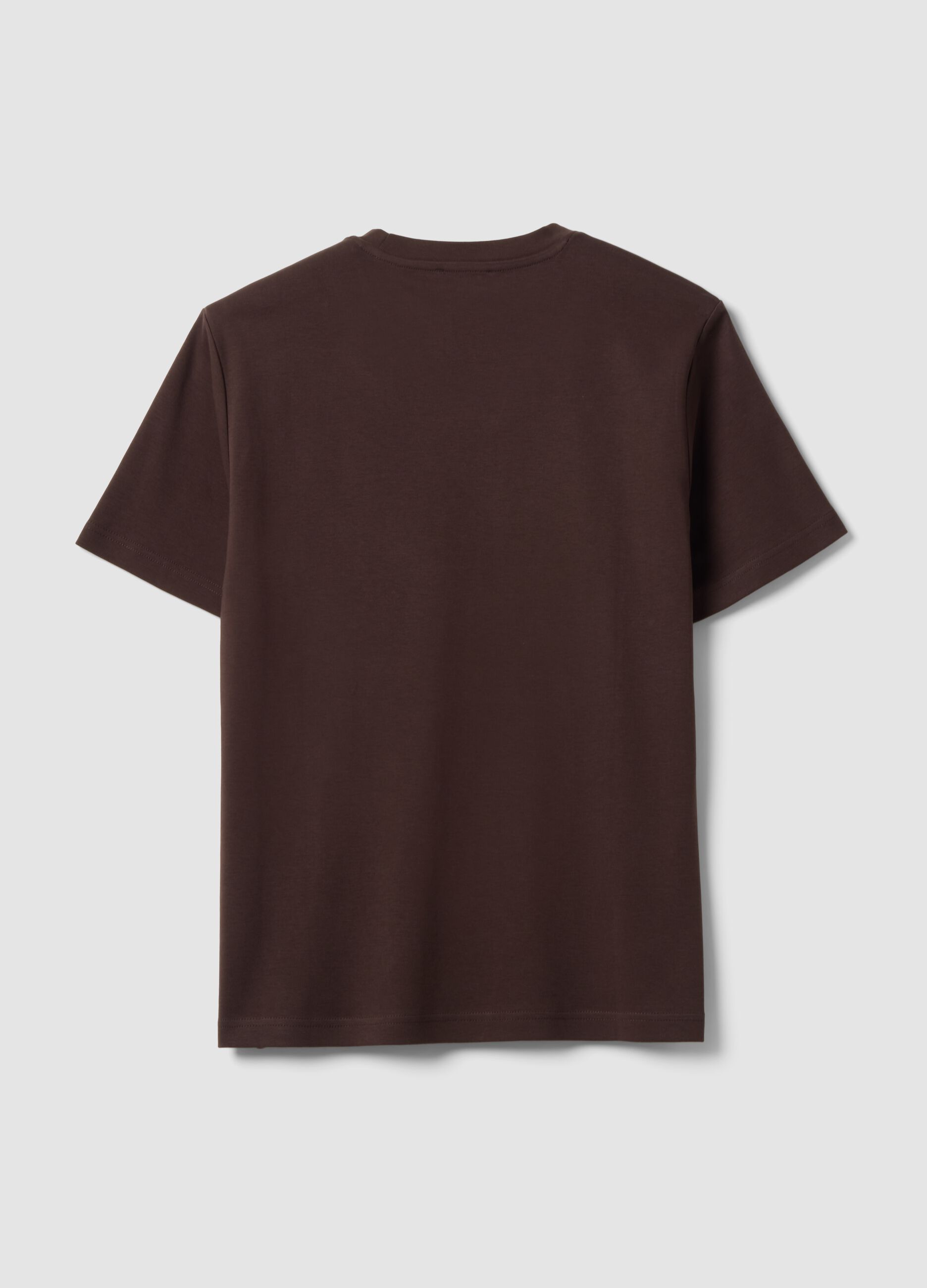 تي شيرت The Iconic Tee بني من قطن خالص بأكمام قصيرة وقصّة Regular