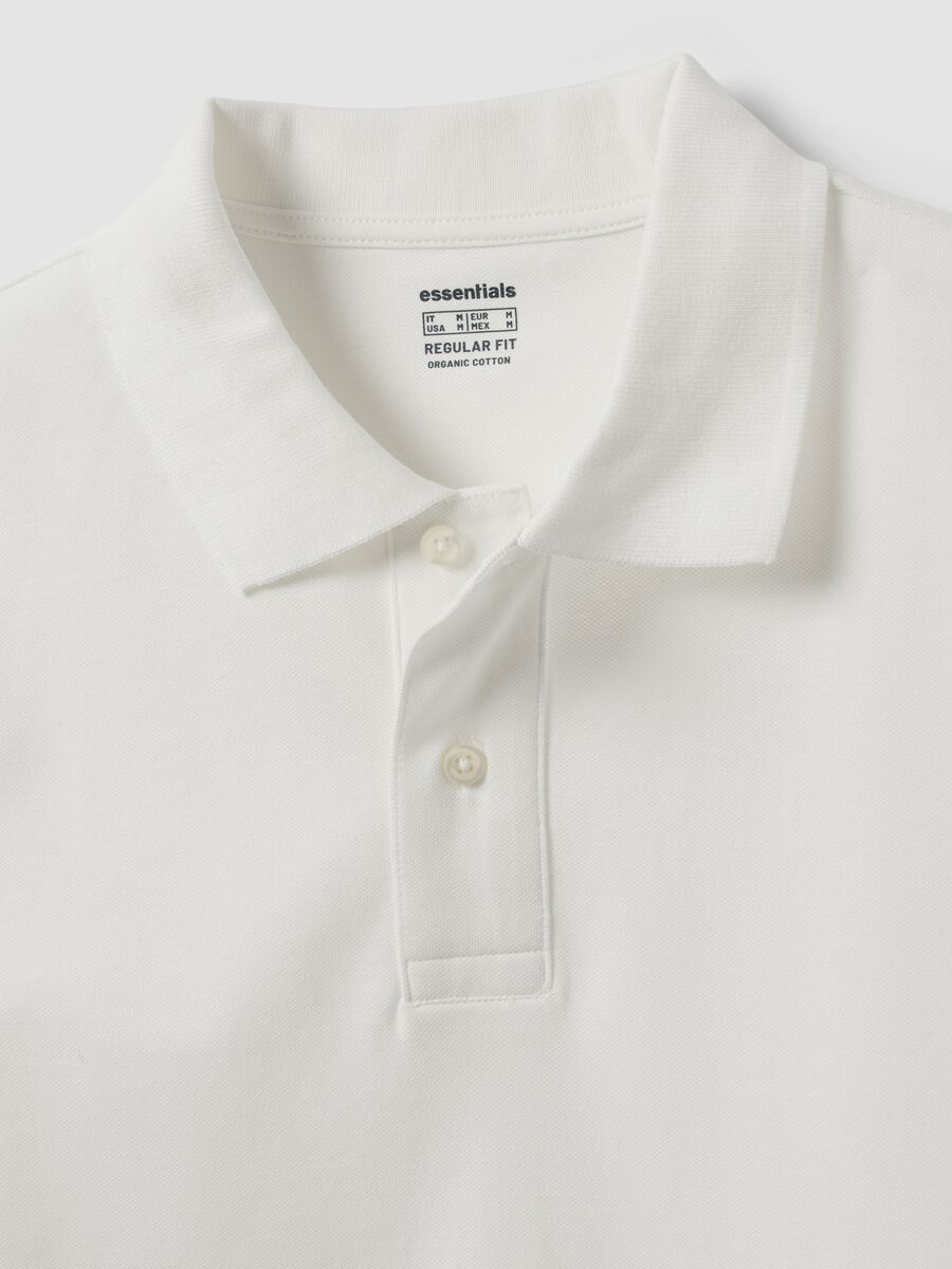 White long-sleeved organic cotton piqu&eacute; polo shirt, regular fit_2