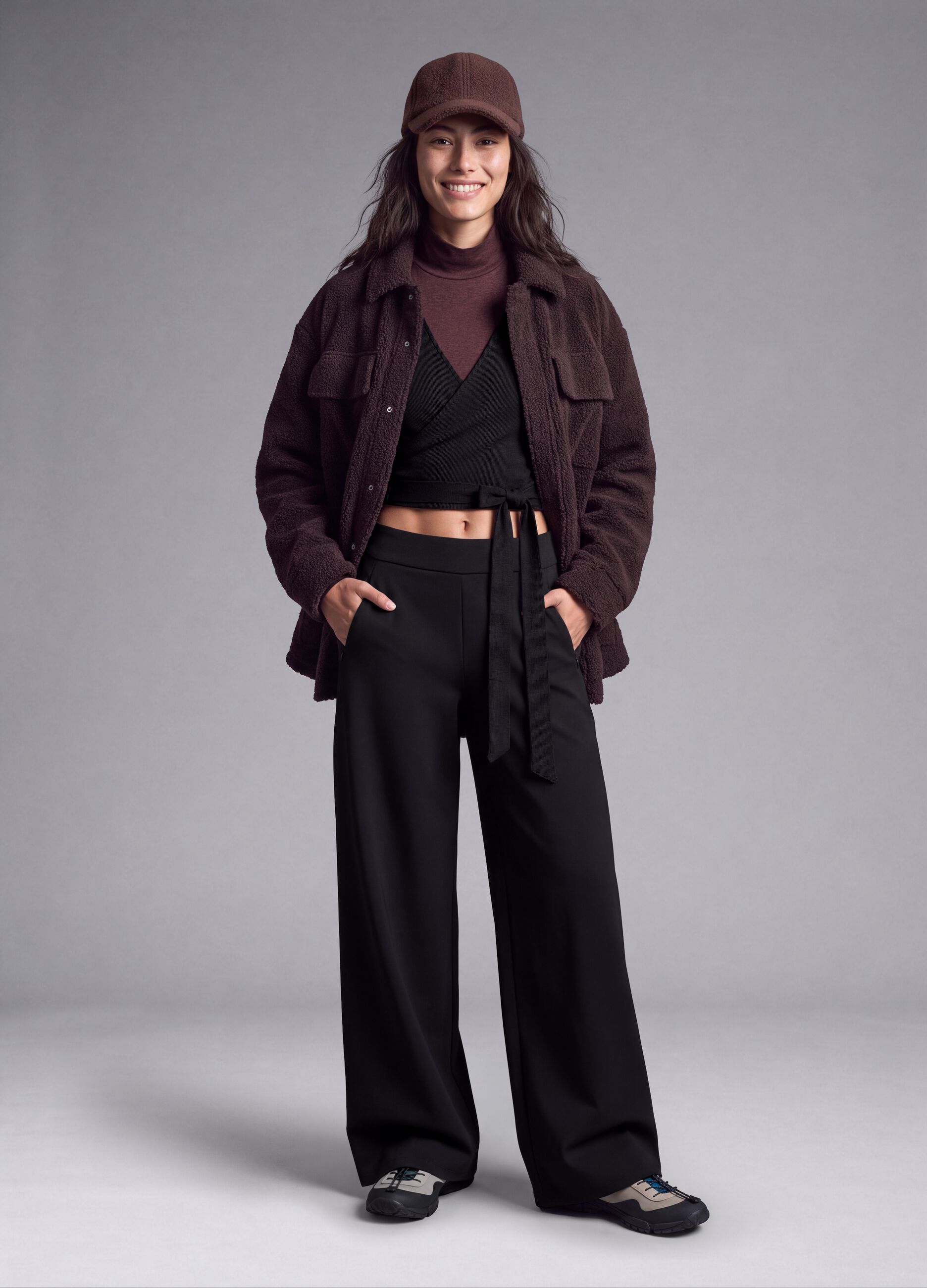 Black wide-leg stretch trousers ALTAVIA STUDIO