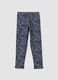 Leggings blu skinny in cotone organico elasticizzato con fantasia floreale_0
