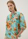 Blue pure cotton blouse with floral print_0
