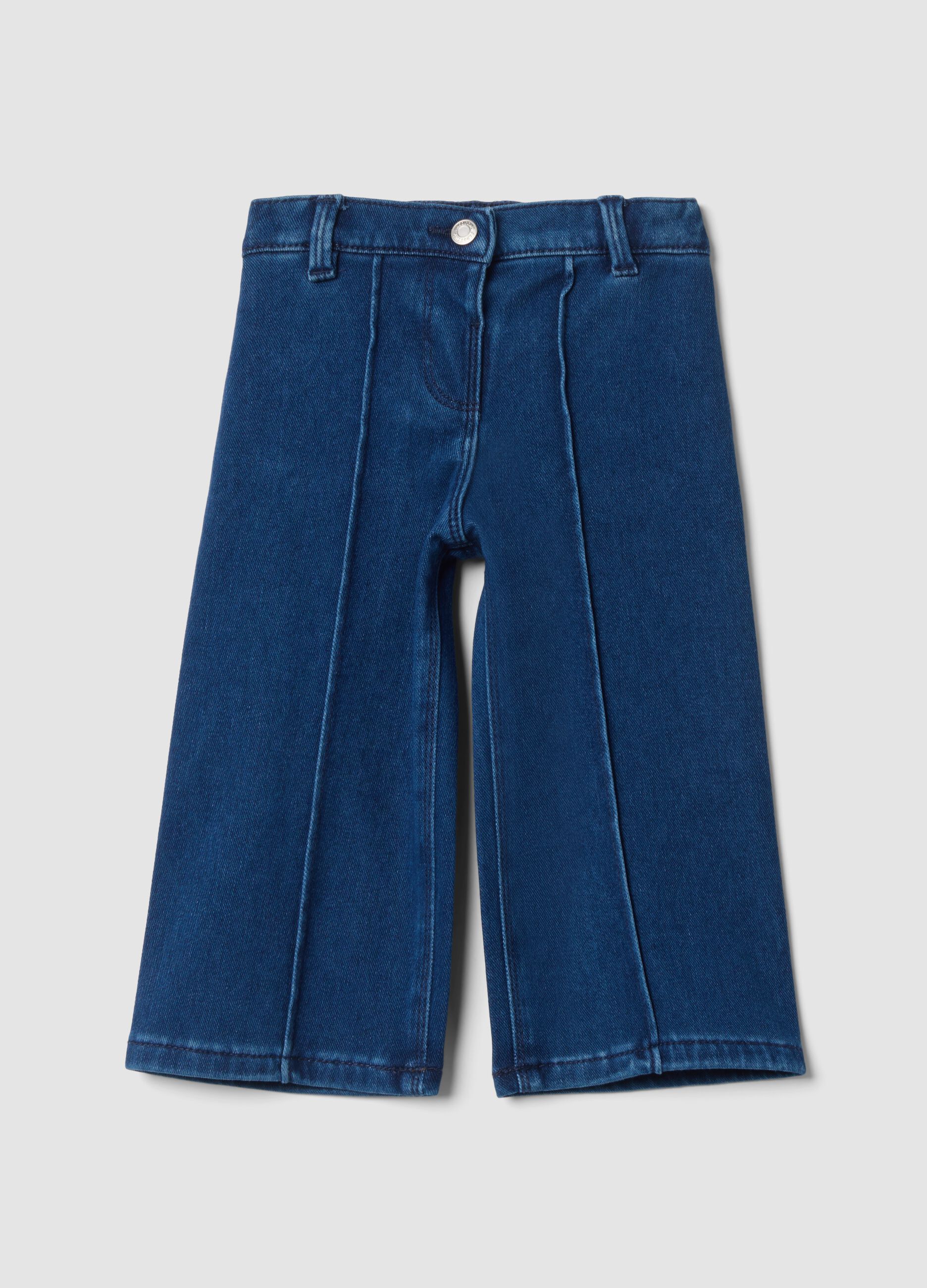 Jeans blu scuro wide leg in cotone elasticizzato