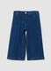 Jeans blu scuro wide leg in cotone elasticizzato_0