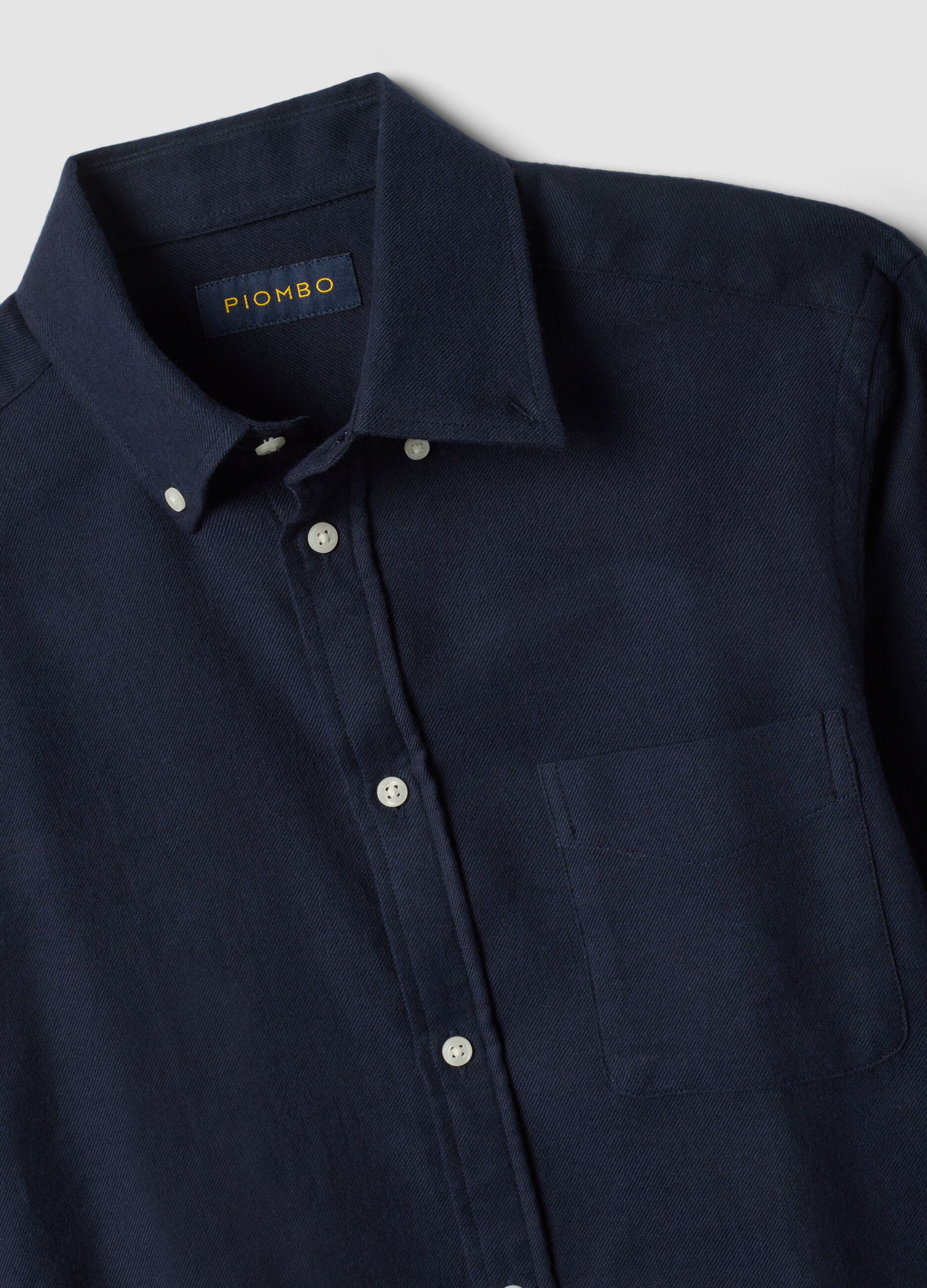 Camicia blu navy in flanella di puro cotone regular fit