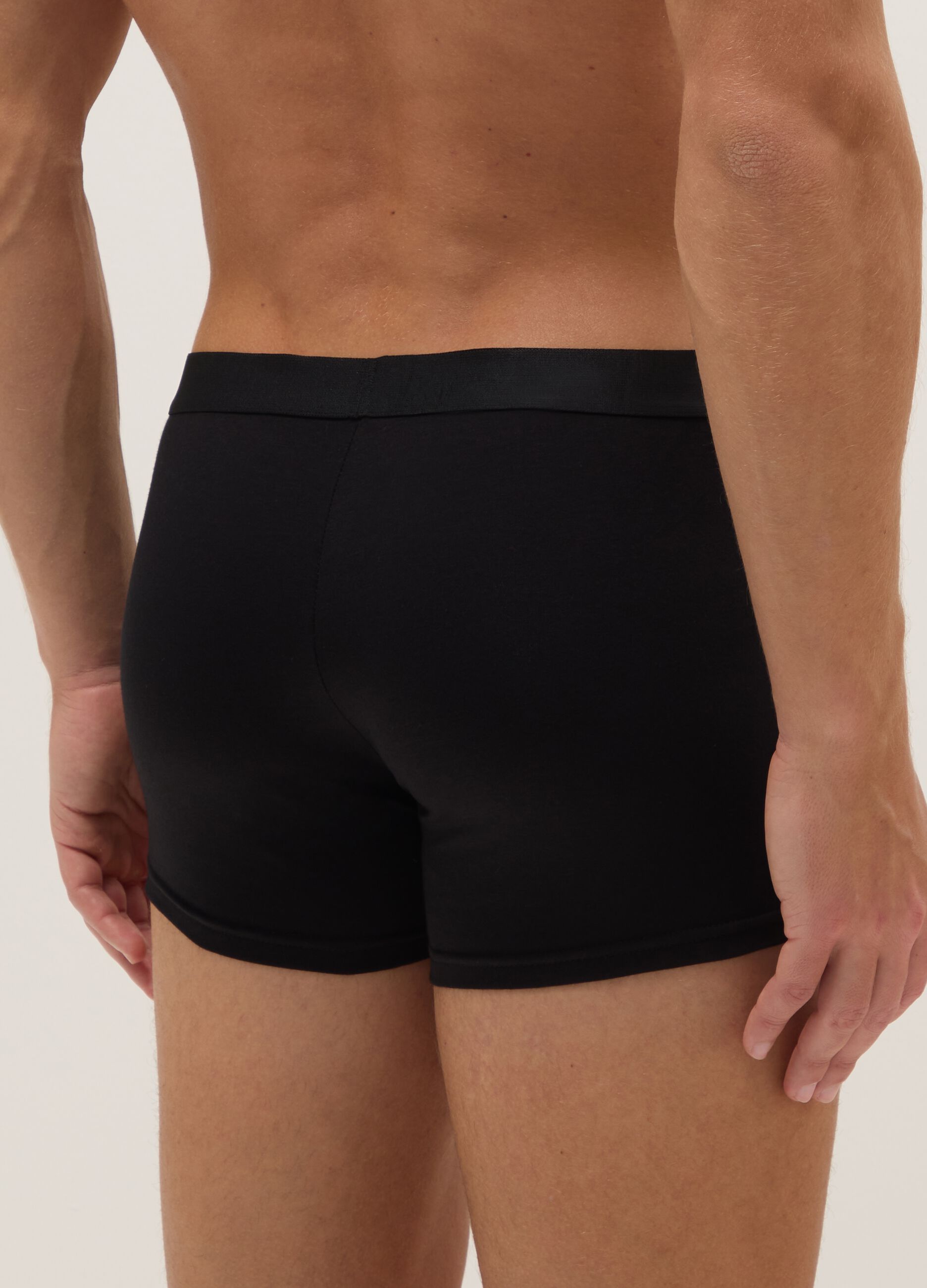Three-pack of regular fit black stretch cotton boxers